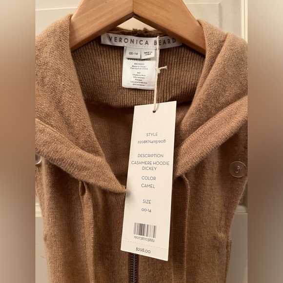SOLD elsewhere Veronica Beard NWT Camel Merino/Cashmere Hoodie Dickey $298 00-14 - Picture 2 of 4